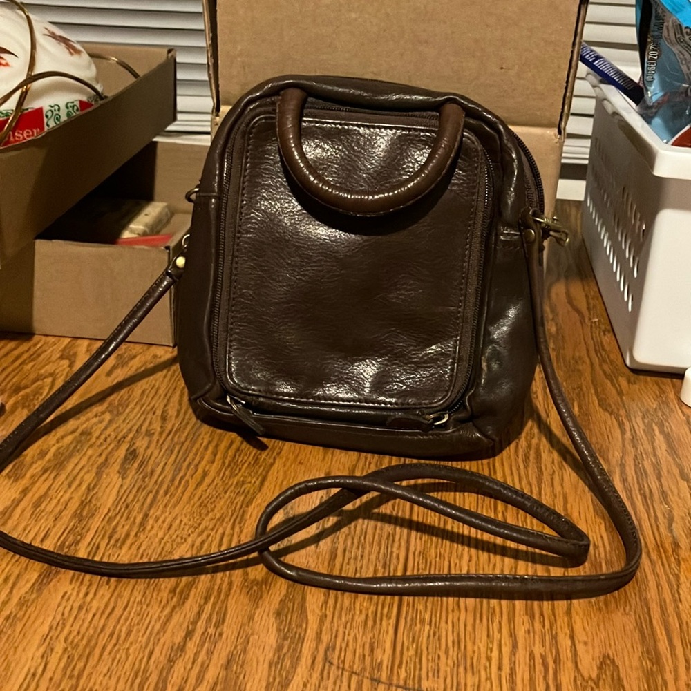 Vintage fossil brown leather cross-body purse